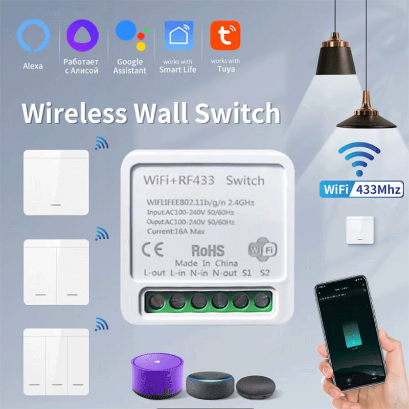 Smart Home Google - Interruptor de Luz Inteligente WiFi Tuya,